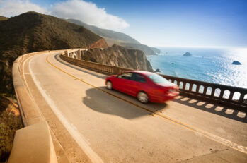 A reckless driver on a beautiful highway in California.