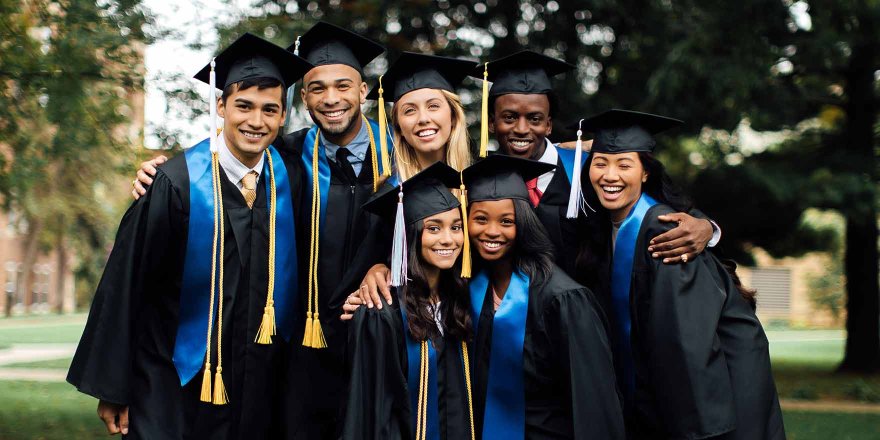 students with cap and gown